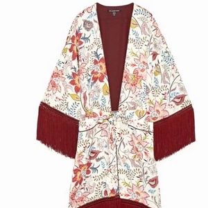 Zara floral fringe kimono